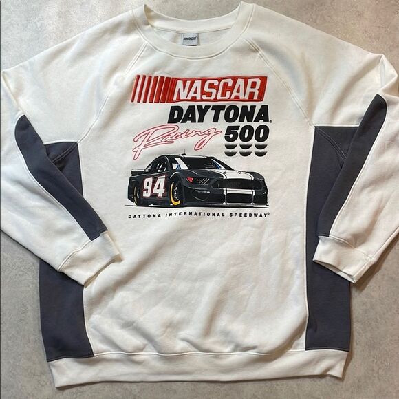 NASCAR authentic Womens Crew Neck Cream Embroidered Sweatshirt Sz XXL - Picture 1 of 6